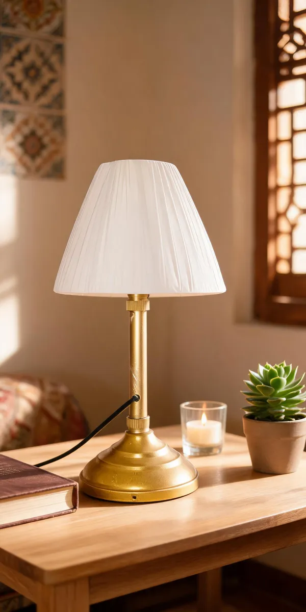 Golden_&_White_Brass_Table_Lamp_For_Home_Lighting