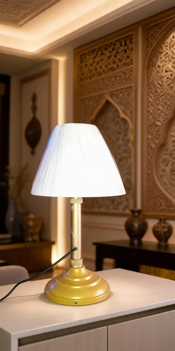 Golden_&_White_Brass_Table_Lamp_For_Home_Lighting