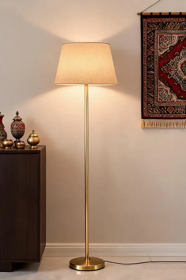 Golden_Brass_Floor_Lamp_For_Home_Lighting