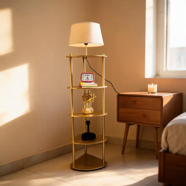 Golden_&_White_Metal_Floor_Lamp_For_Home_Lighting