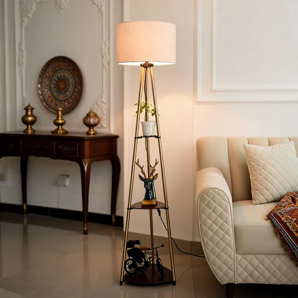 Golden_&_White_Brass_Floor_Lamp_For_Home_Lighting