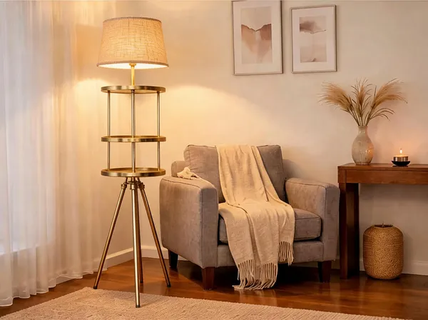 Golden_&_White_Brass_Floor_Lamp_For_Home_Lighting