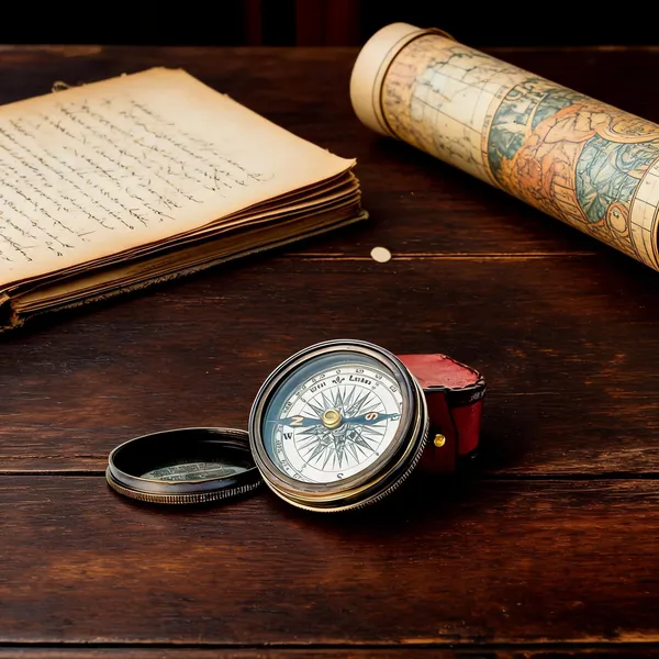 White_&_Gold_Metal_Compass_For_Navigation