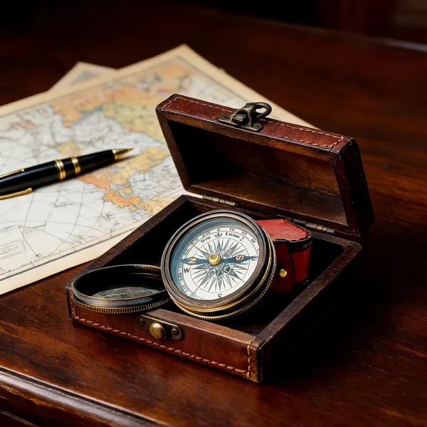 White_&_Gold_Metal_Compass_For_Navigation