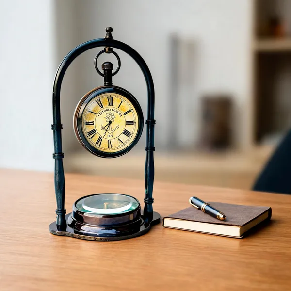 Black_Brass_Desk_Clock_For_Desk_Decor