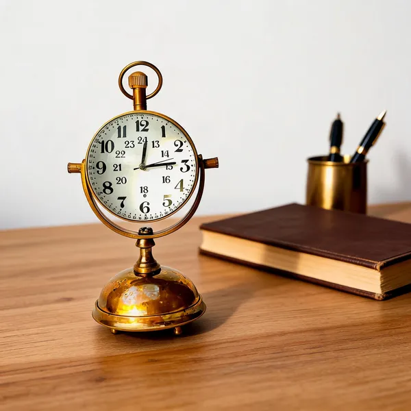 Brass_&_Gold_Brass_Desk_Clock_For_Desk_Decor