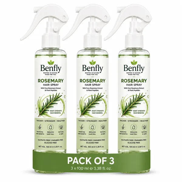 Benfly_Scientific_Formula_Rosemary_Water_Spray_for_Hair_Growth_&_Hair_Thickness_with_Rice_Water_|_100%_Natural_Extract_|_Soft_&_Smooth_Hair_|_Controls_Hairfall_&_Adds_Shine_|_Non-Greasy_&_Fast_Absorbing_|_100_ml_|_Pack_of_3
