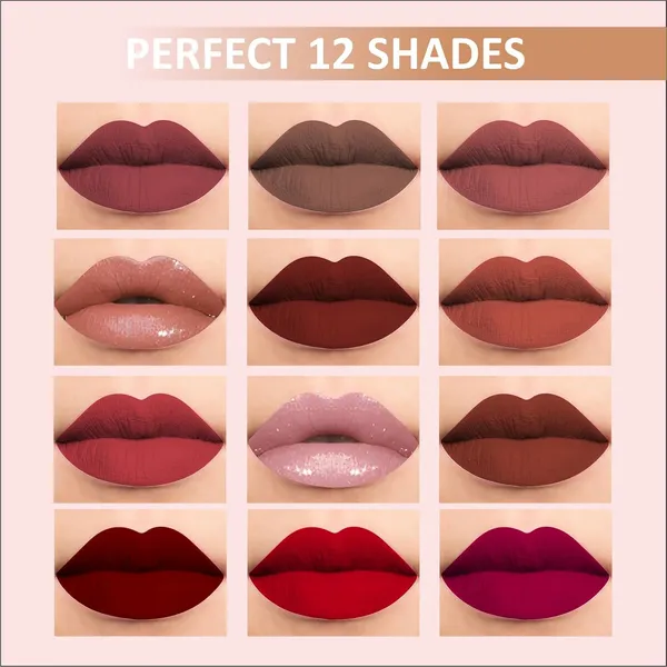 HANDIYAN__12Pcs_Velvet_Matte_Liquid_Lipstick_Set_of_12,_Waterproof_Long_Lasting_Quick-drying_Non-Stick_Cup_Nude_Lip_Stain_Kit