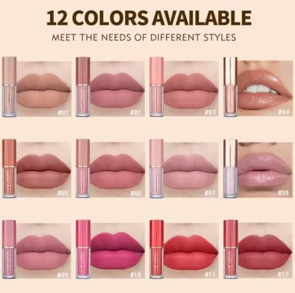 HANDIYAN__12Pcs_Velvet_Matte_Liquid_Lipstick_Set_of_12,_Waterproof_Long_Lasting_Quick-drying_Non-Stick_Cup_Nude_Lip_Stain_Kit