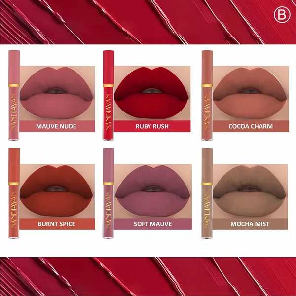 Handiayan_Matte_Liquid_Lipsticks_Combo_Set_(Pack_of_6_PCS)_|_Waterproof_Long-Lasting_Smudge-Proof_Lipsticks_for_Daily_use_|_Non-Stick_Matte_Finish_|_Perfect_Liquid_Lipstick_gift_set_for_women_-_3.5ml_each_(N6B)