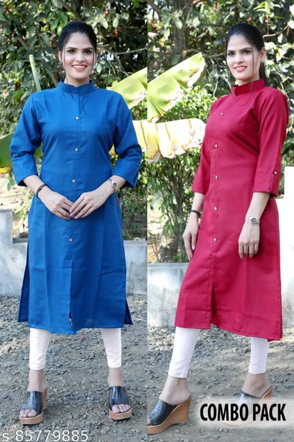 COLLAR_BLUE_&_MAROON_STRAIGHT_KURTI