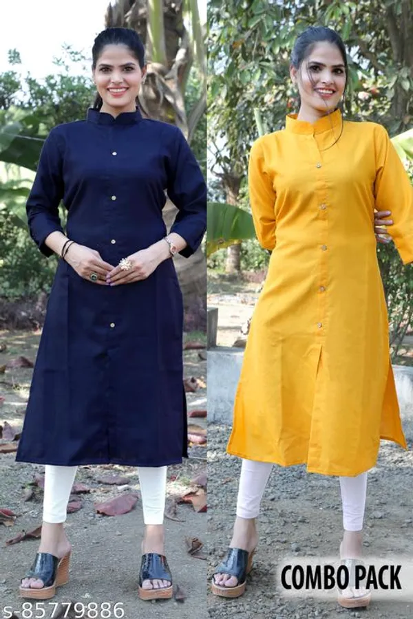 COLLAR_NAVY_BLUE_&_MUSTARD_STRAIGHT_KURTI