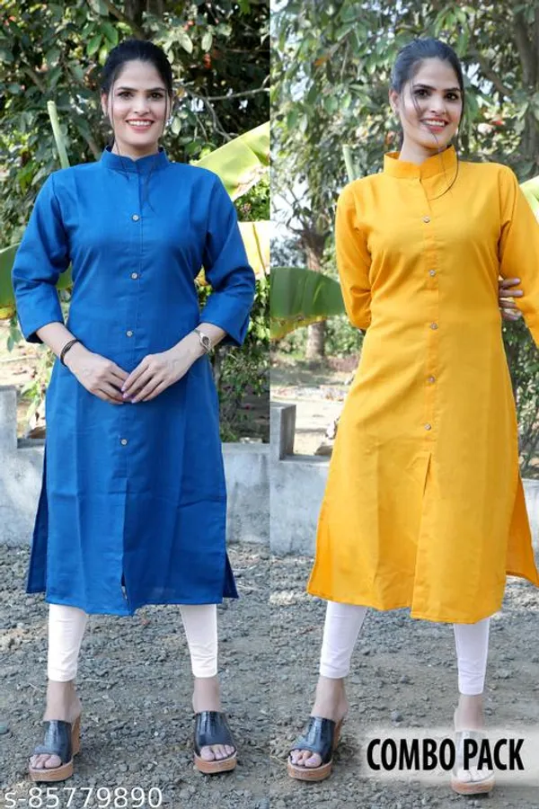 COLLAR_BLUE_&_MUSTARD_STRAIGHT_KURTI