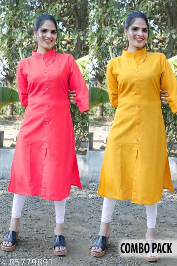 COLLAR_PINK_&_MUSTARD_STRAIGHT_KURTI