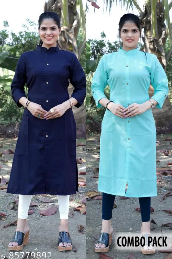 COLLAR_NAVY_BLUE__&_AQUA_BLUE_STRAIGHT_KURTI