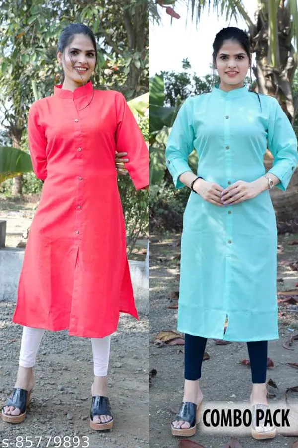COLLAR_PINK_&_AQUA_BLUE_STRAIGHT_KURTI