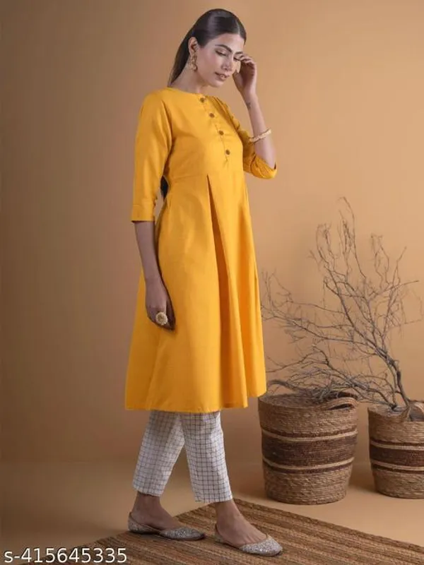 ZOYA_MUSTARD_GOWN_SOLID_KURTI