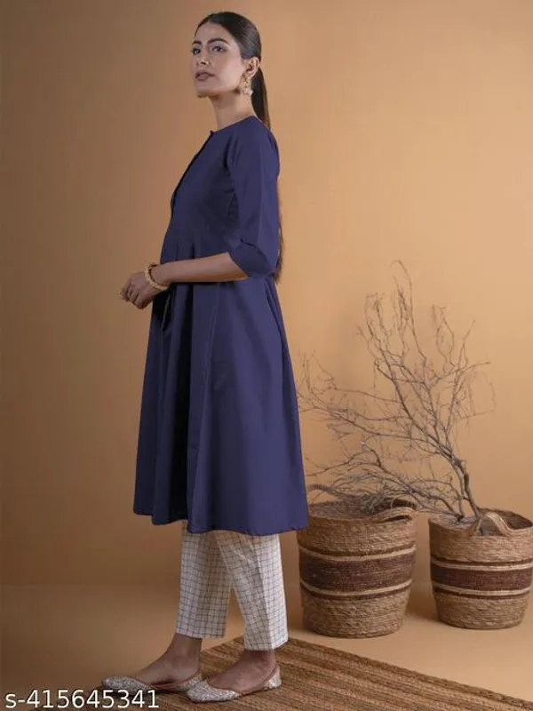 ZOYA_NAVY_BLUE_GOWN_SOLID_KURTI