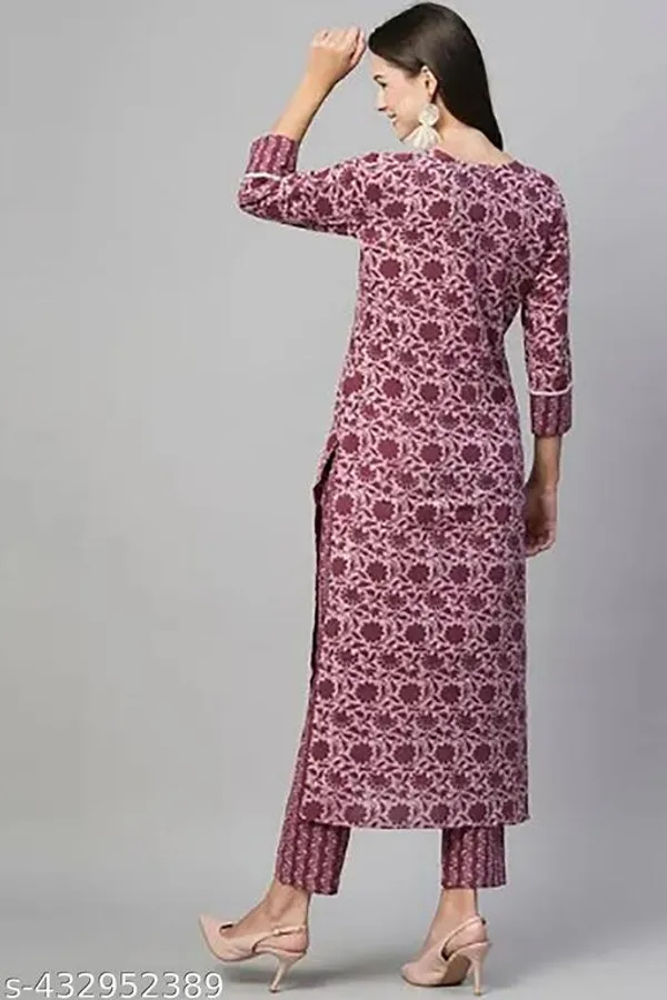 Maroon_Cotton_Floral_A_Line_Calf_Length_Kurta_Set_For_Women_And_Girls