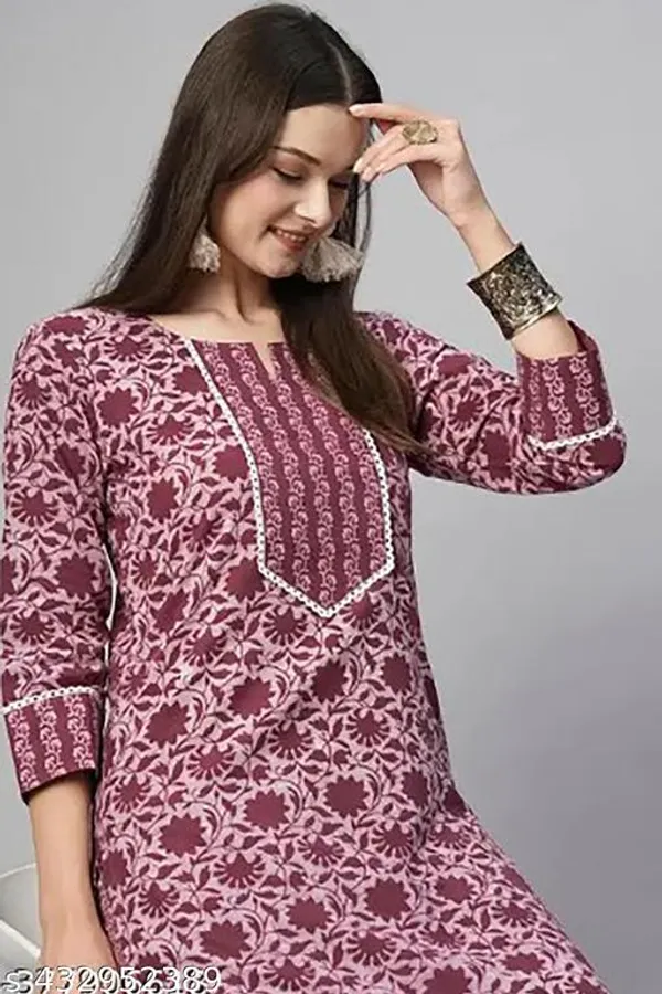 Maroon_Cotton_Floral_A_Line_Calf_Length_Kurta_Set_For_Women_And_Girls