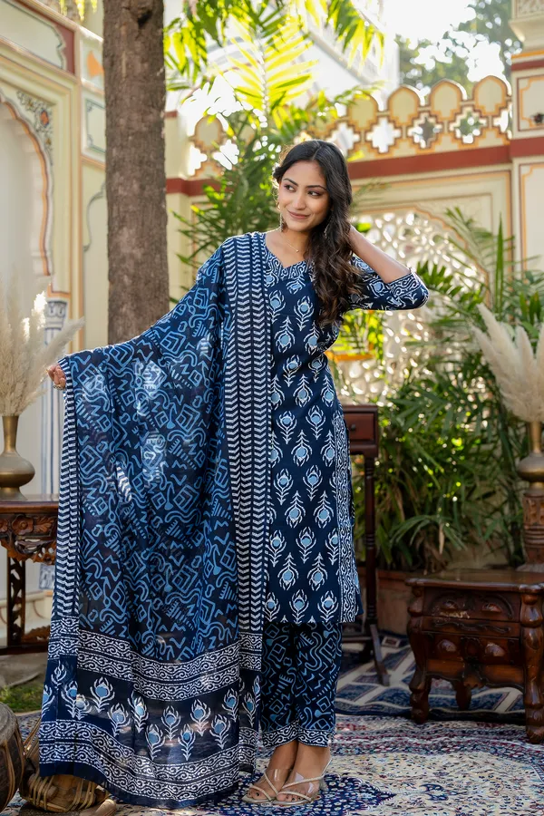BUNNAI_BLUE_KURTA_SET