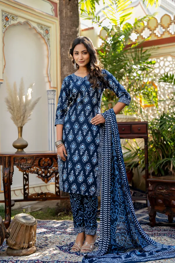 BUNNAI_BLUE_KURTA_SET