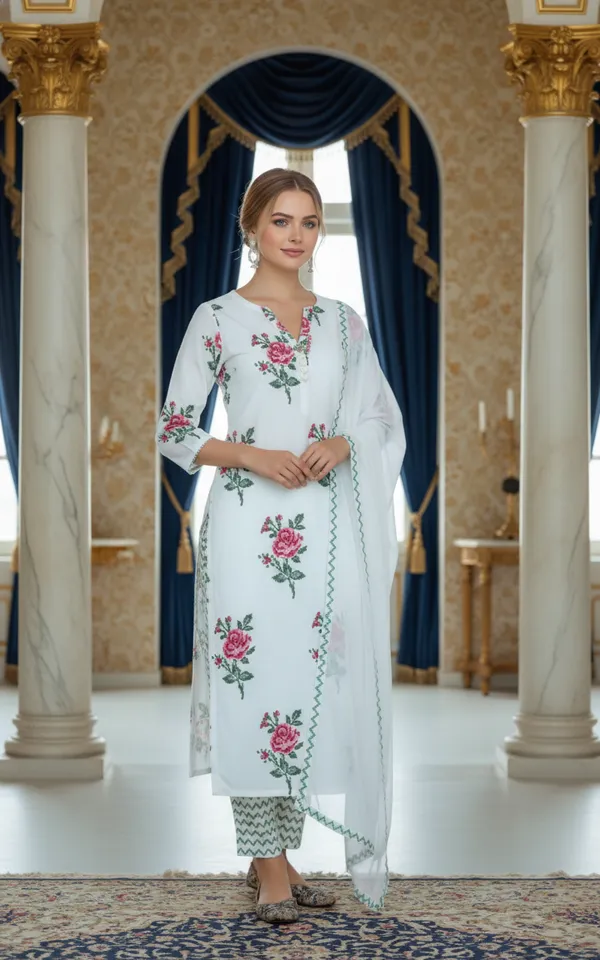 VELENTINO_WHITE_PRINTED_KURTA_SET
