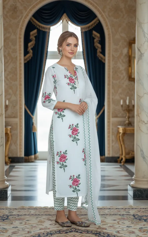 VELENTINO_WHITE_PRINTED_KURTA_SET