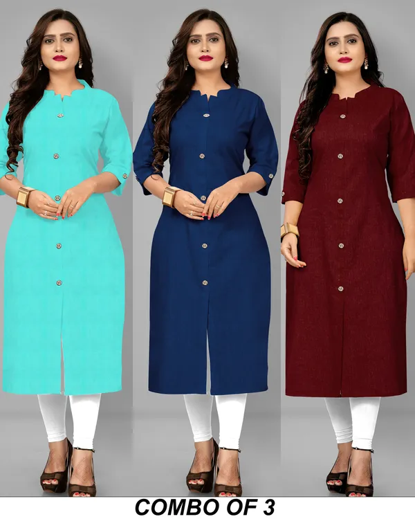 COLLAR_AQUA_BLUE_&_NAVY_BLUE_&_MAROON_A_LINE_KURTI