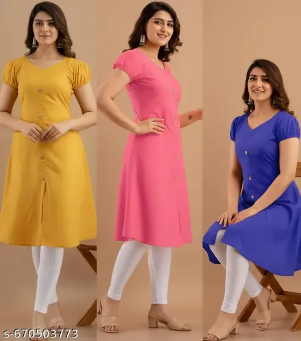 PUFFED_MUSTARD&PINK&BLUE_GOWN_KURTI