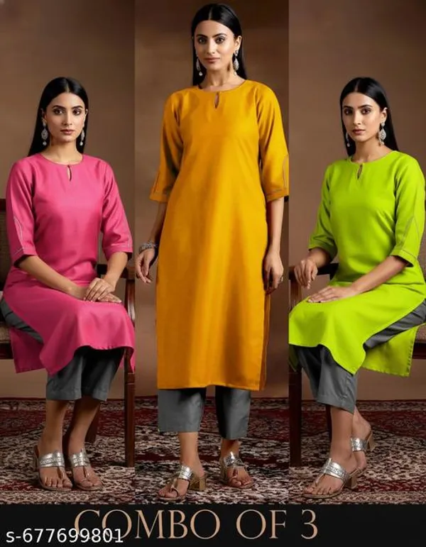 PETAL_PINK&MUSTARD&GREEN_PETAL_SLEEVE_KURTI