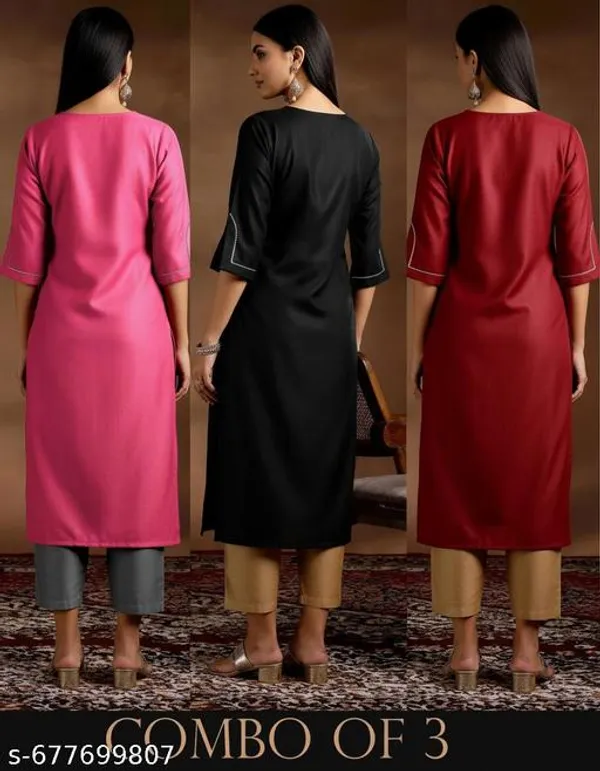 PETAL_PINK_&_BLACK_&_MAROON_PETAL_SLEEVE_KURTI