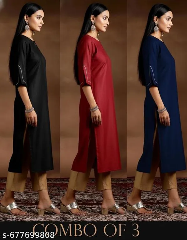 PETAL_BLACK_&_MAROON_&_NAVY_BLUE_PETAL_SLEEVE_KURTI