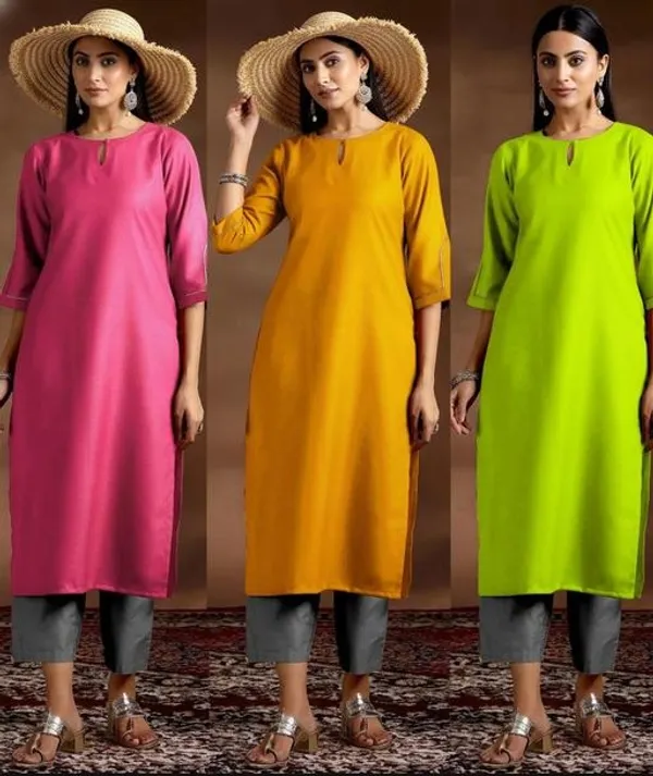 PETAL_PINK&MUSTARD&GREEN_PETAL_SLEEVE_KURTI