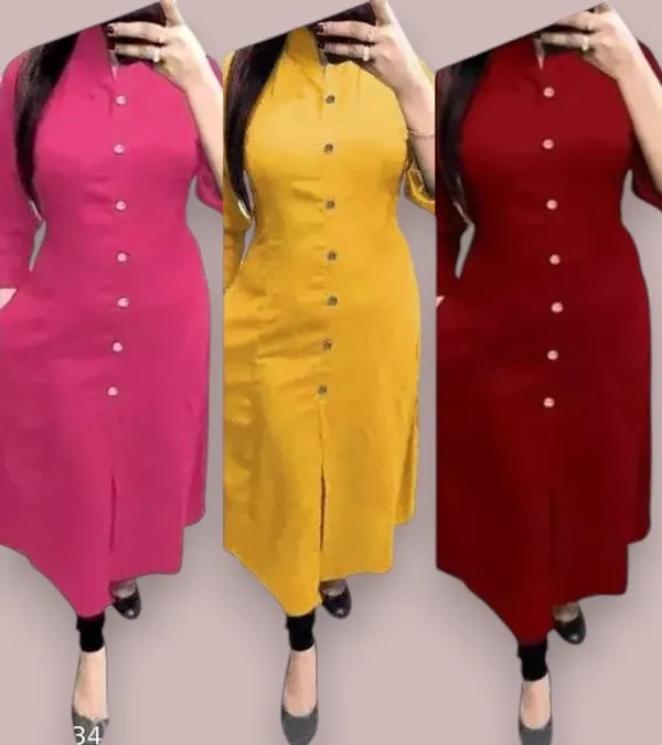 COLLAR_PINK&MUSTARD&MAROON_COTTON_KURTI