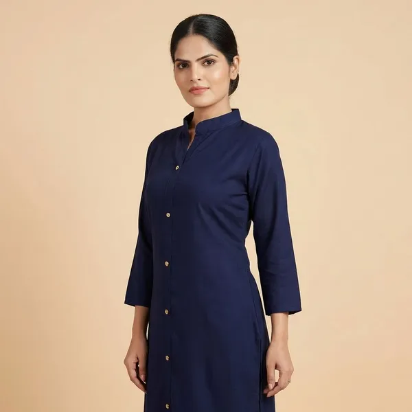COLLAR_NAVY_BLUE_&_MUSTARD_STRAIGHT_KURTI