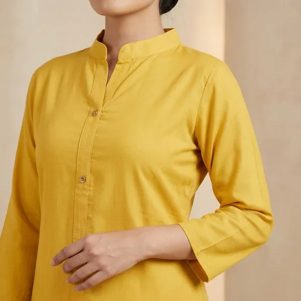 COLLAR_NAVY_BLUE_&_MUSTARD_STRAIGHT_KURTI