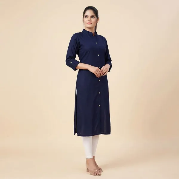 COLLAR_NAVYBLUE_&_MAROON_STRAIGHT_KURTI