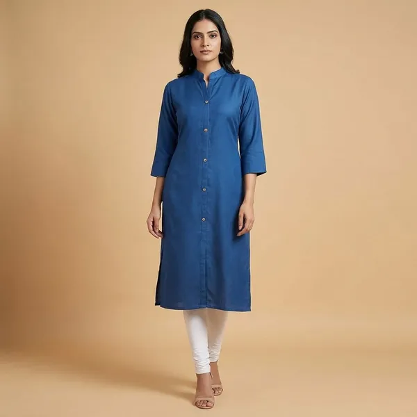 COLLAR_BLUE_&_MUSTARD_STRAIGHT_KURTI