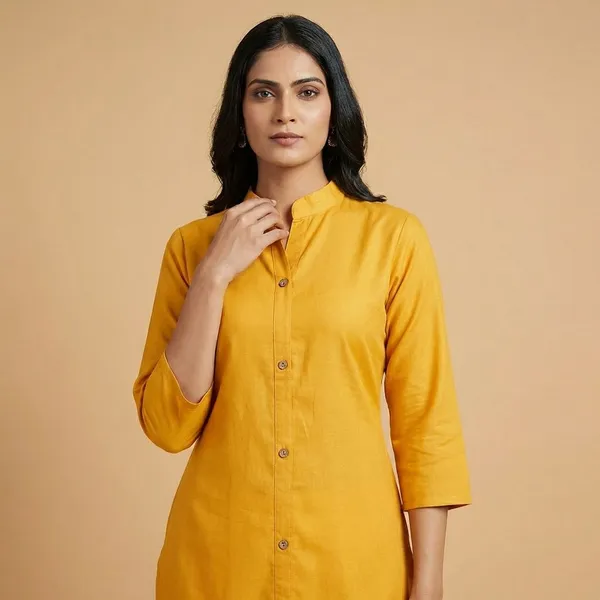 COLLAR_BLUE_&_MUSTARD_STRAIGHT_KURTI