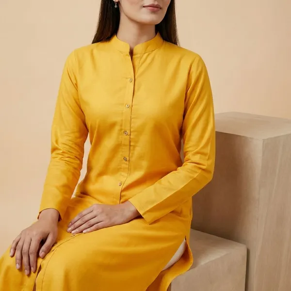 COLLAR_PINK_&_MUSTARD_STRAIGHT_KURTI