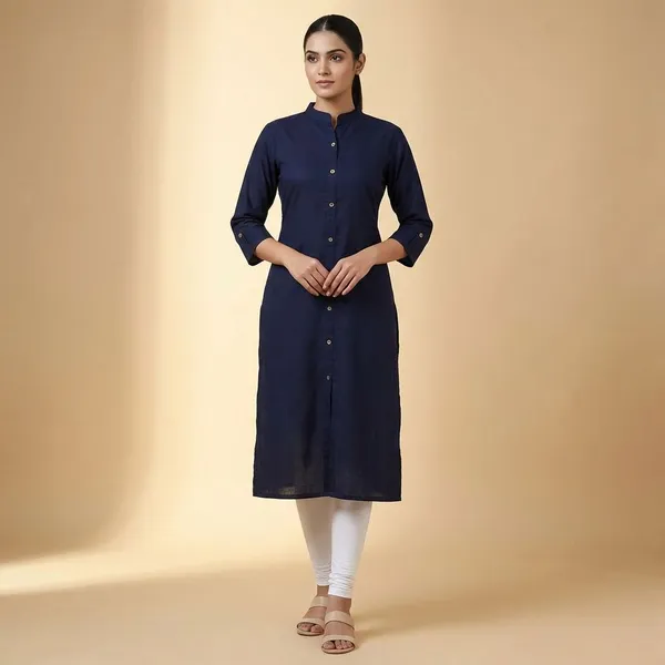 COLLAR_NAVY_BLUE__&_AQUA_BLUE_STRAIGHT_KURTI