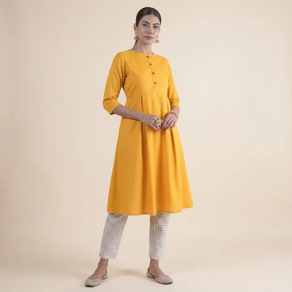 ZOYA_MUSTARD_GOWN_SOLID_KURTI