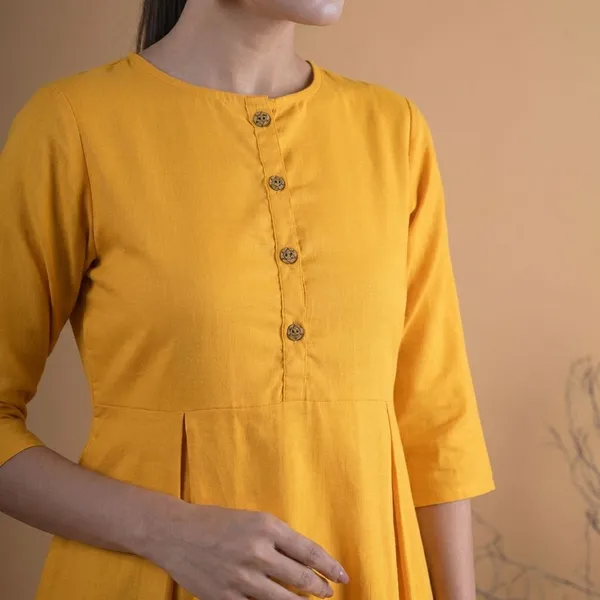 ZOYA_MUSTARD_GOWN_SOLID_KURTI