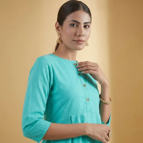 ZOYA_AQUA_BLUE_GOWN_SOLID_KURTI