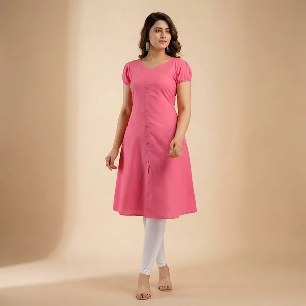 PUFFED_PINK_&_GREEN_GOWN_TYPE_KURTI_COMBO_2