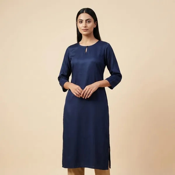 PETAL_NAVYBLUE&PINK&MUSTARD_PETAL_SLEEVE_KURTI
