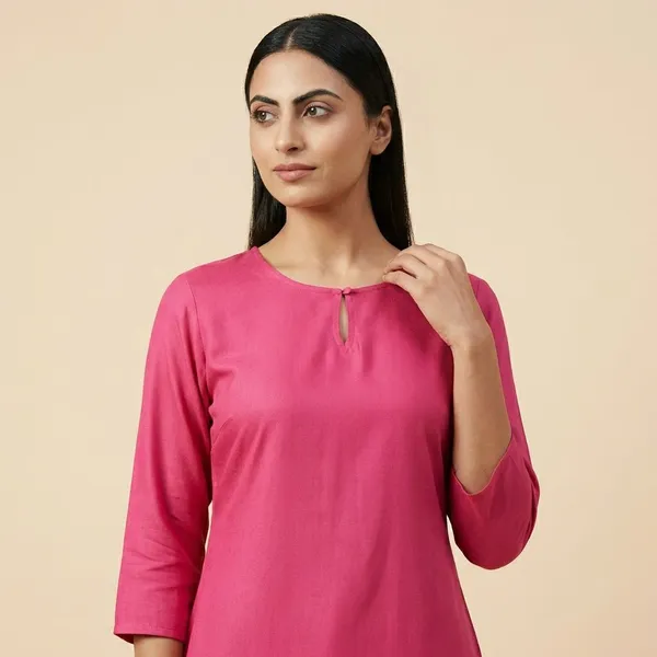 PETAL_NAVYBLUE&PINK&MUSTARD_PETAL_SLEEVE_KURTI