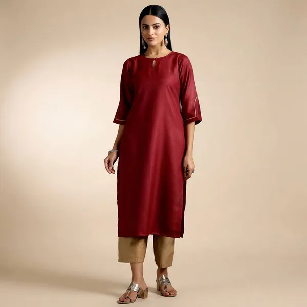 PETAL_MAROON&AQUABLUE&BLACK_SLEEVE_KURTI