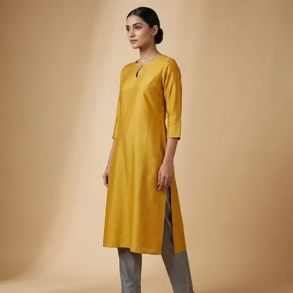 PETAL_PINK&MUSTARD&GREEN_PETAL_SLEEVE_KURTI